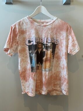Lucky Brand Clueless Graphic Tie-Dye Tee - Peach & White